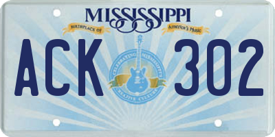 MS license plate ACK302