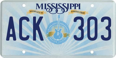 MS license plate ACK303