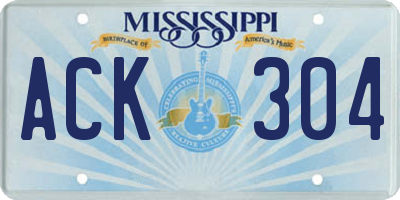 MS license plate ACK304