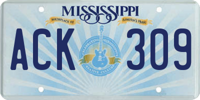 MS license plate ACK309