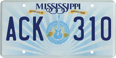 MS license plate ACK310