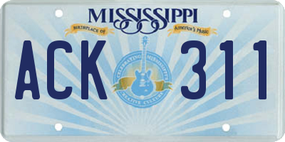MS license plate ACK311