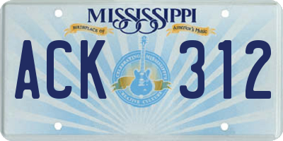 MS license plate ACK312