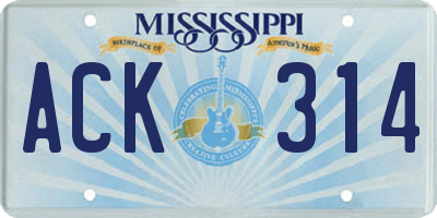MS license plate ACK314