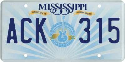 MS license plate ACK315