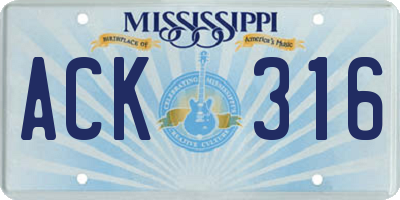 MS license plate ACK316