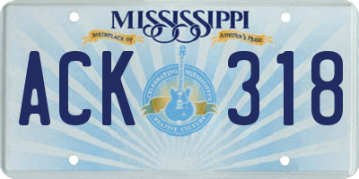 MS license plate ACK318
