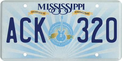 MS license plate ACK320