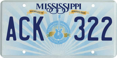 MS license plate ACK322