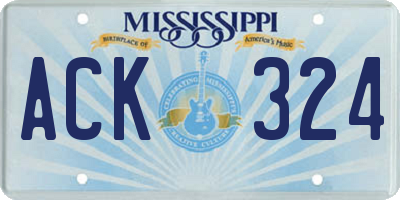 MS license plate ACK324
