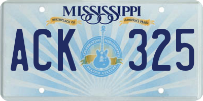 MS license plate ACK325