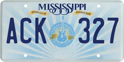 MS license plate ACK327