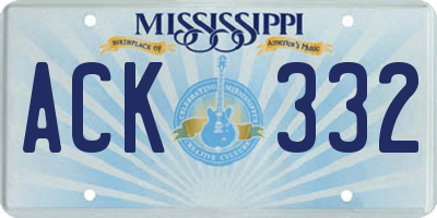 MS license plate ACK332