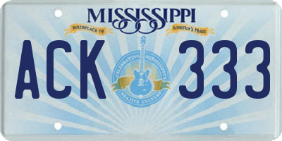 MS license plate ACK333