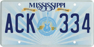 MS license plate ACK334