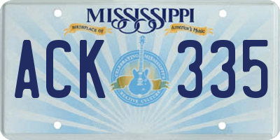 MS license plate ACK335