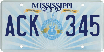MS license plate ACK345