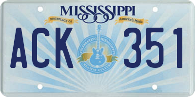 MS license plate ACK351