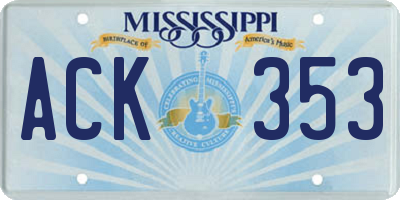MS license plate ACK353