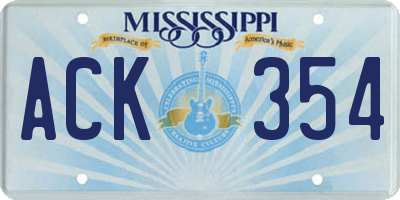 MS license plate ACK354