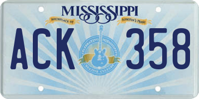 MS license plate ACK358