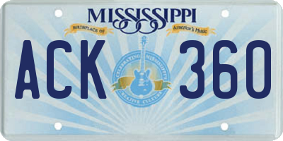 MS license plate ACK360