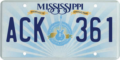 MS license plate ACK361