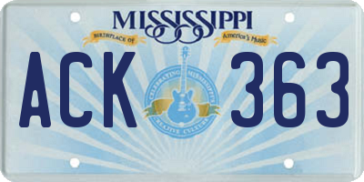MS license plate ACK363
