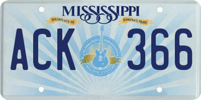 MS license plate ACK366