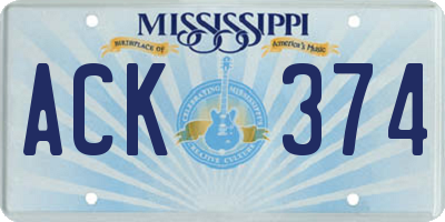 MS license plate ACK374