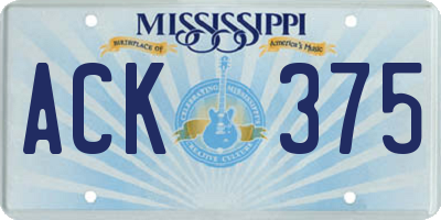 MS license plate ACK375