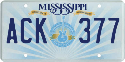 MS license plate ACK377