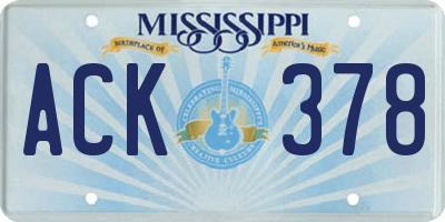 MS license plate ACK378