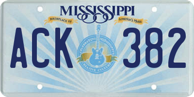 MS license plate ACK382