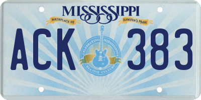MS license plate ACK383