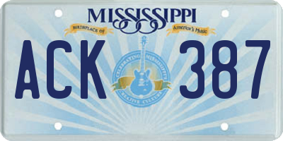 MS license plate ACK387