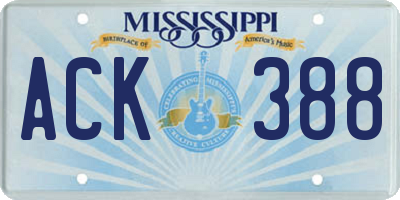 MS license plate ACK388