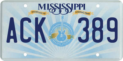 MS license plate ACK389