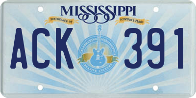 MS license plate ACK391