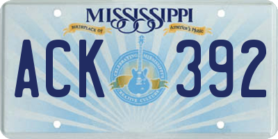 MS license plate ACK392