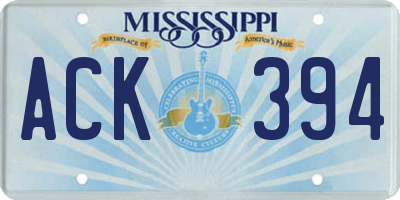 MS license plate ACK394