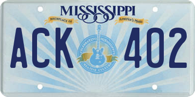 MS license plate ACK402