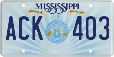 MS license plate ACK403