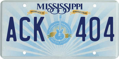 MS license plate ACK404