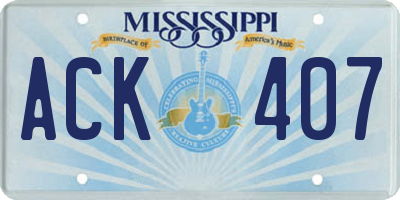 MS license plate ACK407