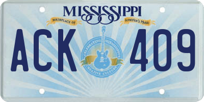 MS license plate ACK409