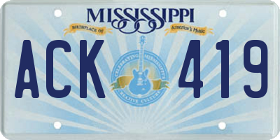 MS license plate ACK419