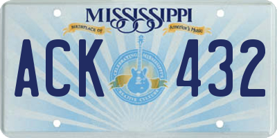 MS license plate ACK432