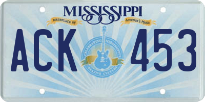 MS license plate ACK453
