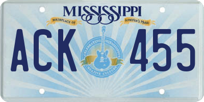 MS license plate ACK455